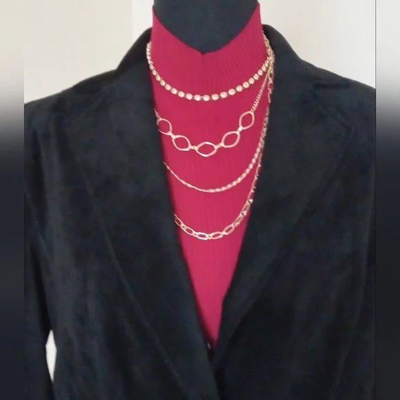 Valerie Steve's Blk Leather Suede Blazer Jacket size L - Picture 12 of 13